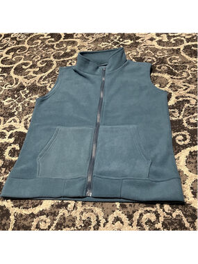 Teal blue Fleece Full-Zip Vest M unbranded cozy